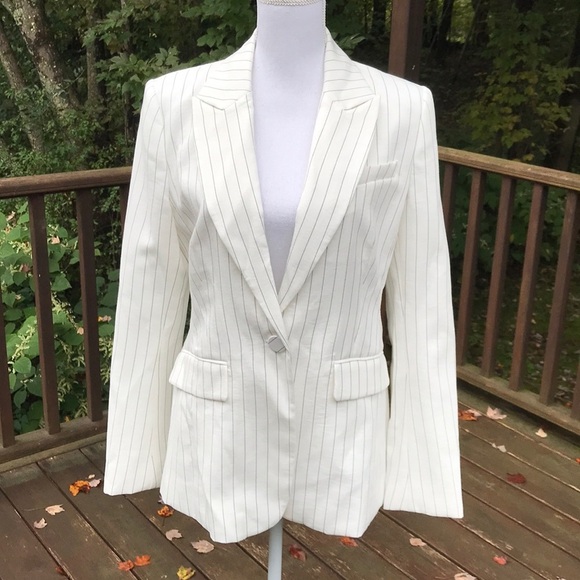 NWT! RACHEL ZOE Size 10 Ecru/Black striped Blazer - Picture 1 of 8